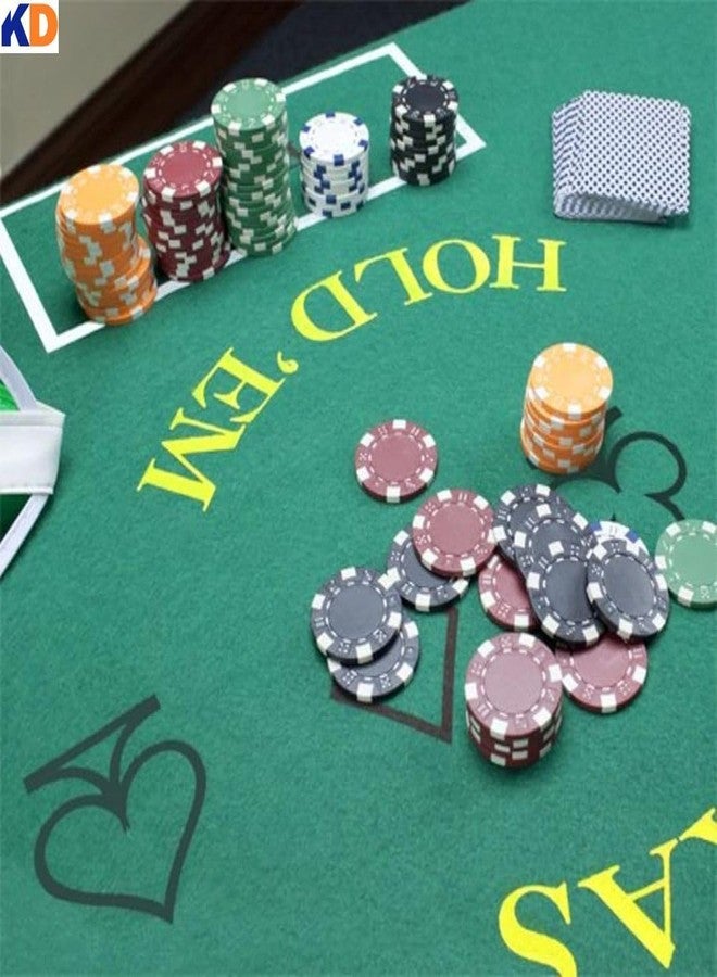 WMX KD Casino Tabletop Felt Layout Mat for Nights Game, Fun Casino, Parties, and Events! 36"x72" (Green Texas Hold'em) - Image 3
